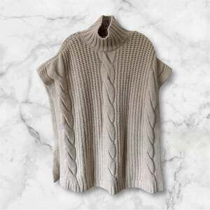 Zara Cable-Knit Cape Sweater Size M
